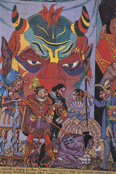 Grande plano de uma pintura, Teatro Insurgentes, Cidade do México, México de Diego Rivera