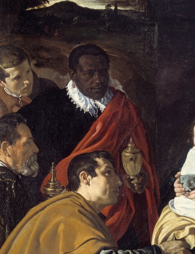 Adoração dos Magos. Detalhe das cabeças dos reis sábios. Pintura de Diego Velasquez (1599-1660) de Diego Velázquez