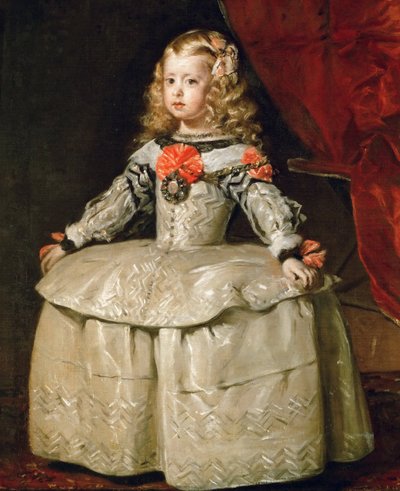 Barroco : Retrato da Infanta Margaret Theresa (1651-1673) em vestido branco par Velázquez, Diego (1599-1660), c. 1656. Óleo sobre tela de Diego Velázquez