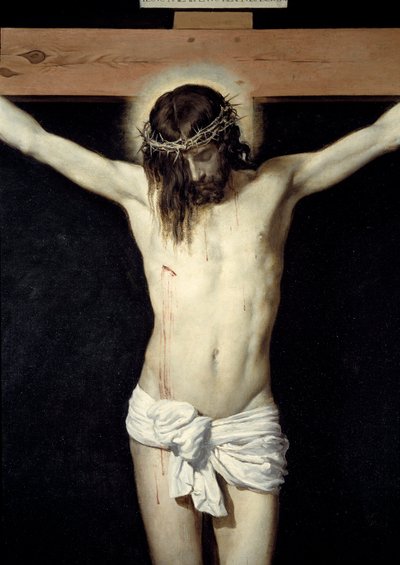 Cristo crucifica o Detalhe. Pintura de Diego Rodriguez de Silva y Velasquez (1599-1660) de Diego Velázquez