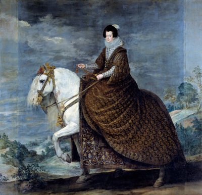 Retrato equestre de Elisabeth de França ou Isabelle de Bourbon (1602-1644), esposa de Filipe IV de Espanha em 1616 Pintura de Diego Velasquez (1599-1660) 1635 Sol. 3,01x3,14 m Madrid, Musee du Prado - Retrato equestre de Isabelle de França (1602-1644), de Diego Velázquez