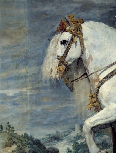 Retrato equestre de Isabelle de França (1602-1644), esposa de Filipe IV de Espanha em 1616 Detalhe. Pintura de Diego Velasquez (1599-1660) 1635 Sol. 3,01x3,14 m Madrid, Musee du Prado de Diego Velázquez