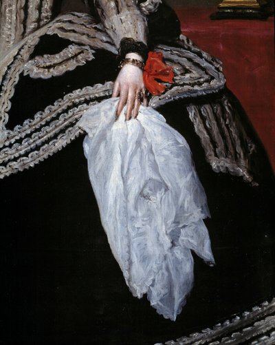 Mão e lenço Detalhe do retrato da Rainha Maria Ana (Marianne) da Áustria (1634-1696), esposa de Filipe IV" Pintura de Diego velasquez (1599-1660) Século XVII Madrid, Museu do Prado de Diego Velázquez