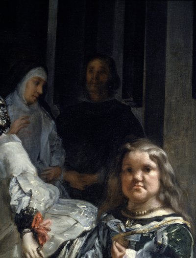 Las Meninas. Pormenor: freira e anão de Diego Rodriguez de Silva y Velazquez