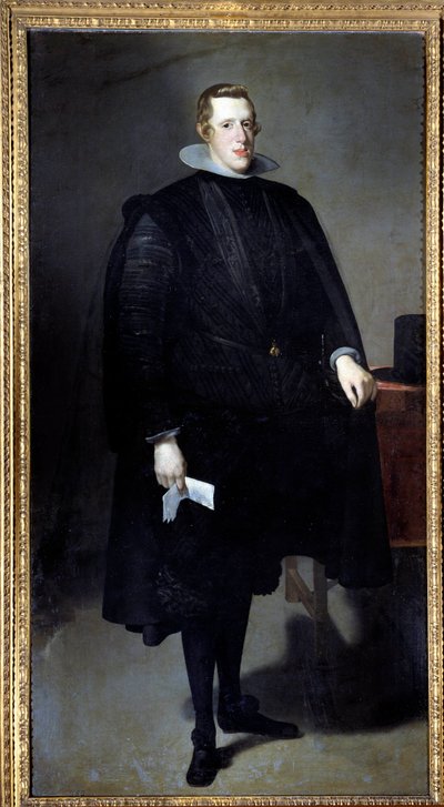 Retrato no pé de Filipe IV (1605 - 1665). Pintura de Diego Rodriguez de Silva y Velasquez (1599-1660) de Diego Velázquez