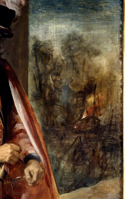 Retrato de um bobo conhecido como Don Juan of Austria Detail. Pintura de Diego Rodriguez de Silva y Velasquez (1599-1660) de Diego Velázquez