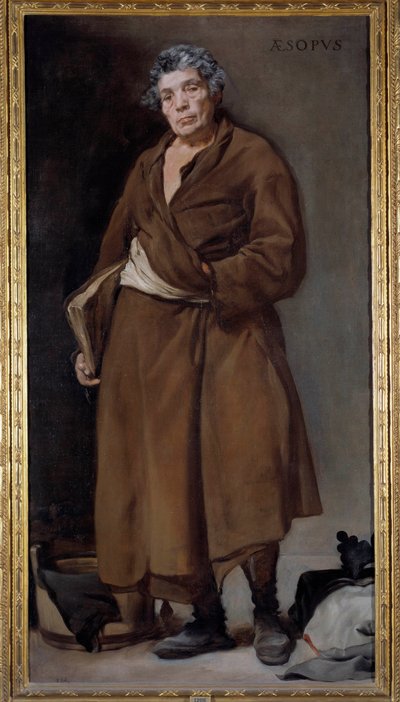 Retrato do escritor grego Esope (Esop ou Esop, século VI a.C.) que inventou a fábula Pintura de Diego Rodriguez de Silva y Velasquez (1599-1660) de Diego Velázquez