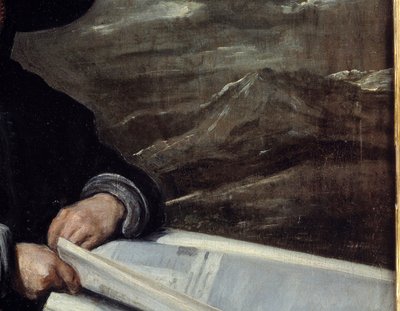 Retrato do bobo Diego de Acedo diz o primo Detail. Pintura de Diego Rodriguez de Silva y Velasquez (1599-1660) de Diego Velázquez
