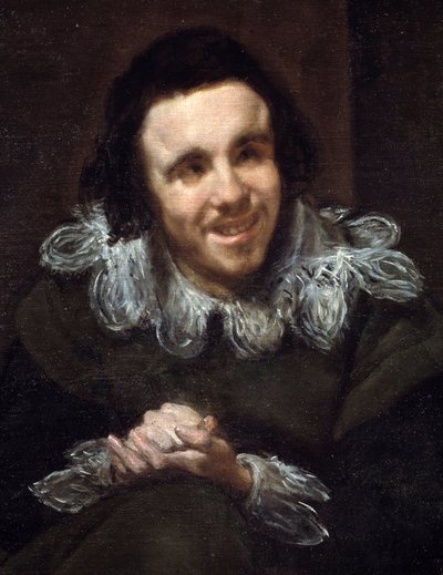 Retrato do bobo Don Juan Calabacillas. Detalhe. Pintura de Diego Rodriguez de Silva y Velasquez (1599-1660). de Diego Velázquez