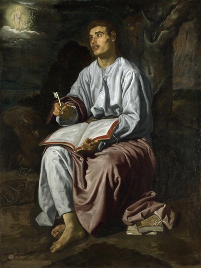 São João Evangelista na Ilha de Patmos, c.1618 (óleo sobre tela) de Diego Velázquez