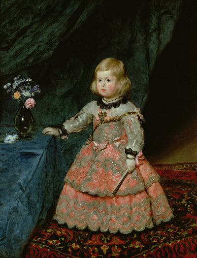 A infanta Margarita Teresa da Espanha em um vestido vermelho de Diego Velázquez