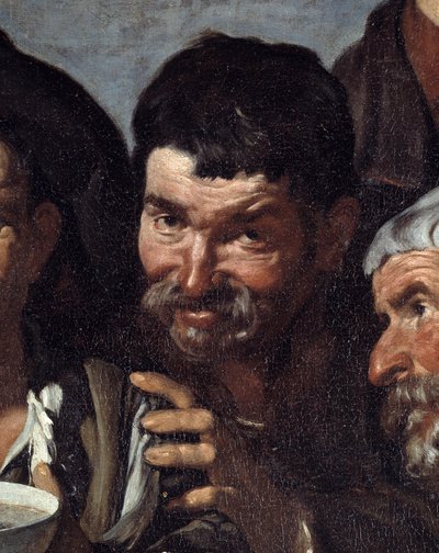 O triunfo de Baco ou "Os bêbados" Detalhe de um rosto bêbado. Pintura de Diego Rodriguez de Silva y Velasquez (1599-1660) cerca de 1639-1642. Dim. 1,65x2,25 m Madrid, Museu do Prado de Diego Velázquez
