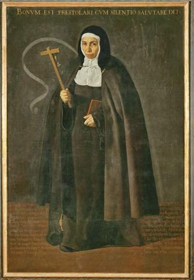A venerável madre Jerónima de la Fuente, monja do mosteiro de Santa Isabel de los reyes ... (pintura sobre tela) de Diego Rodriguez de Silva y Velazquez
