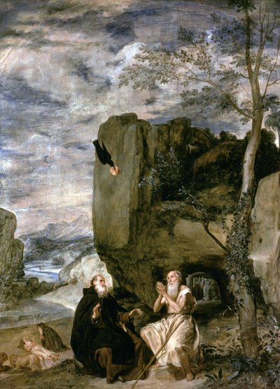 Santo António Abade e São Paulo Primeiro Eremita, c.1642 de Diego Velázquez