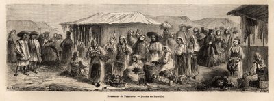 A população ambulante de Tesmevar (ou Timisoara) na Roménia. Gravura para ilustrar a viagem de Paris a Bucareste, de Lancelot, desenhista, em 1860, publicada na "Le tour du monde, nouveau journal des voyages", sob a direcção de Edouard Charton de Dieudonne Auguste Lancelot