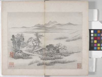 Álbum de Pinturas Paisagísticas (tinta sobre papel) de Ding Yunpeng
