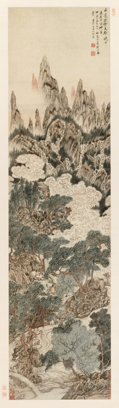 Sol da manhã sobre o Pico da Cidadela Celestial, 1614. de Ding Yunpeng