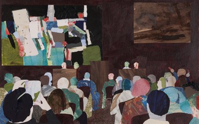 Multidão abstrata, colagem de leilão de Dione Verulam