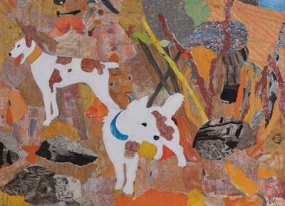 Os cães de Hunding, Ciclo do Anel de Wagner, 2024 (colagem) de Dione Verulam