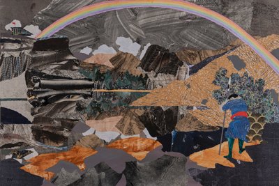 Wotan e a Ponte do Arco-Íris, Ciclo dos Anéis de Wagner (colagem) de Dione Verulam