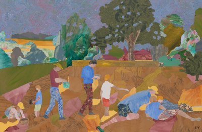 Colheita de chocalhos amarelos (colagem) de Dione Verulam