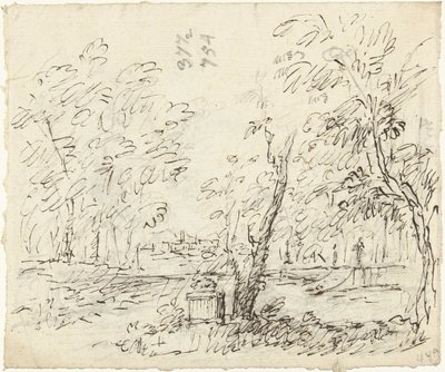 Jardim com escadaria com estátuas de Dionys van Nijmegen (possibly)