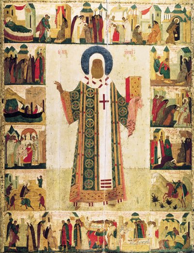 O Metropolitan Peter de Moscou com cenas de sua vida, 1480. de Dionysius