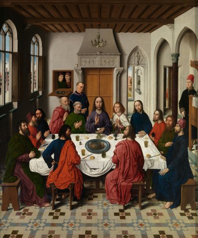 Detalhe do Tríptico da Última Ceia, do Altar do Santo Sacramento, c.1464-68 (óleo sobre painel) de Dirck Bouts