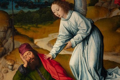 Igreja paroquial (Parochiekerk Sint-Pieter). Quadro. Última Ceia. Dirk Bouts. 1464-1468. Detalhe. Painel direito. de Dirck Bouts
