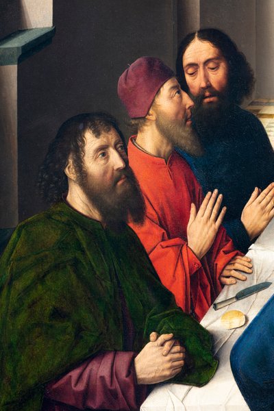 Igreja Paroquial (Igreja Paroquial de São Pedro). quadro. Última Ceia. Dirk Bouts. 1464-1468. Detalhe. painel central. de Dirck Bouts