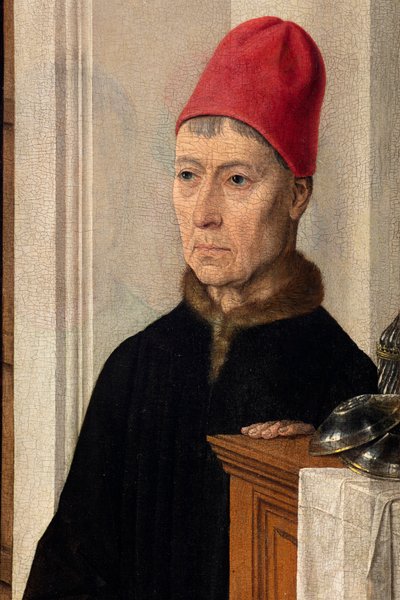 Igreja Paroquial (Igreja Paroquial de São Pedro). quadro. Última Ceia. Dirk Bouts. 1464-1468. Detalhe. painel central. de Dirck Bouts