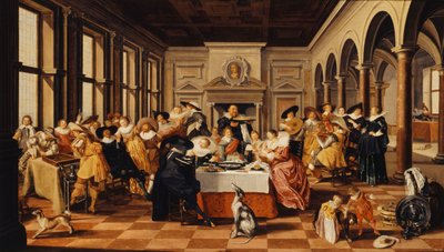 Uma alegre companhia em um interior palaciano, de Dirck Hals