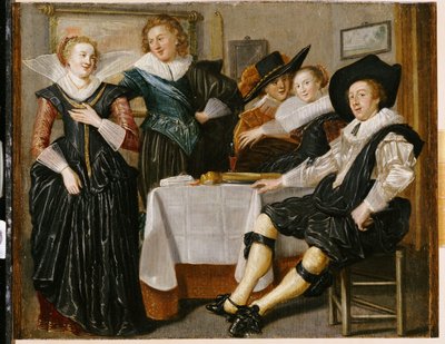 Uma Merry Company in an Interior (óleo sobre painel) de Dirck Hals