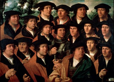 Retrato de grupo da Corporação de Tiro de Amsterdã, 1532. de Dirck Jacobsz
