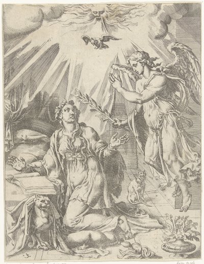 Anunciação
A queda e a redenção da humanidade através da vida e da paixão de Cristo (título da série) de Dirck Volckertsz. Coornhert (attributed to)