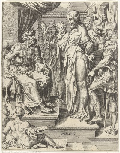 Cristo perante Herodes
A queda e a redenção da humanidade através da vida e da paixão de Cristo (título da série) de Dirck Volckertsz. Coornhert (attributed to)
