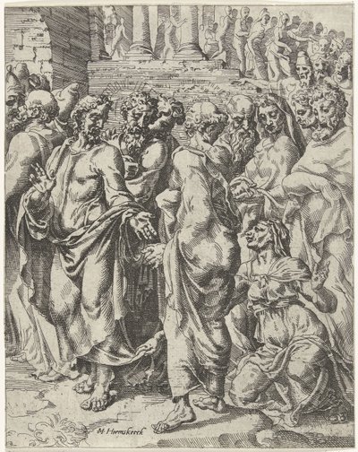 Cura da mulher que sofreu de hemorragias
A queda e a redenção da humanidade através da vida e da paixão de Cristo (título da série) de Dirck Volckertsz. Coornhert (attributed to)