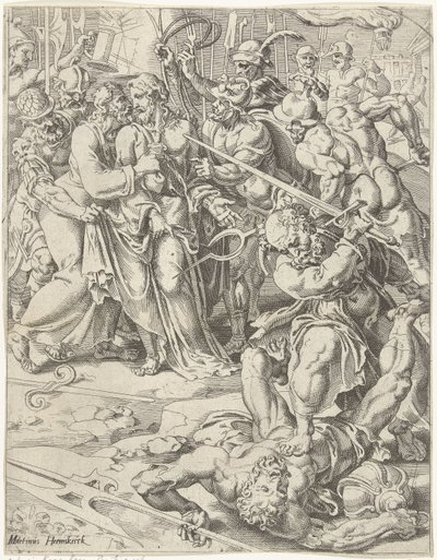 Judas Beijo e Prisão de Cristo Queda e redenção da humanidade através da vida e paixão de Cristo (título da série) de Dirck Volckertsz. Coornhert (attributed to)