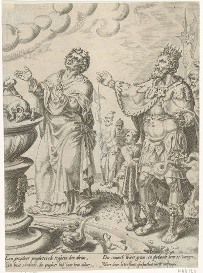 Rei Jeroboão e o homem de Deus diante do altar História do Desobediente Homem de Deus (título da série) de Dirck Volckertsz. Coornhert (attributed to)
