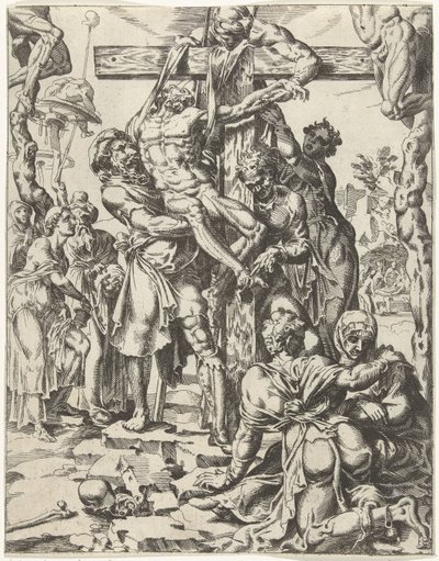 Descida da Cruz
A queda e a redenção da humanidade através da vida e da paixão de Cristo (título da série) de Dirck Volckertsz. Coornhert (attributed to)