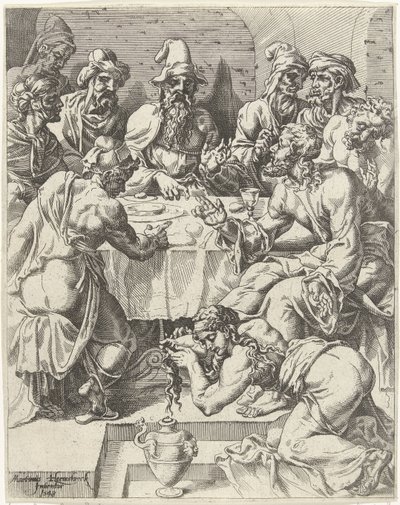 Maria Madalena lava os pés de Cristo
A queda e a redenção da humanidade através da vida e da paixão de Cristo (título da série) de Dirck Volckertsz. Coornhert (attributed to)