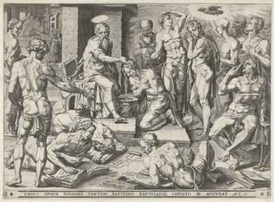 Paulo batiza os habitantes de Éfeso de Dirck Volckertsz. Coornhert (attributed to)