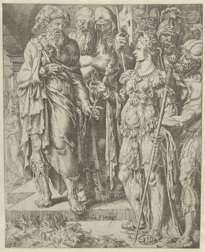 Tamar mostra a garantia
História de Judá e Tamar (título da série) de Dirck Volckertsz. Coornhert (attributed to)
