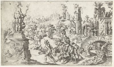 Voo para o Egipto de Dirck Volckertsz. Coornhert (attributed to)