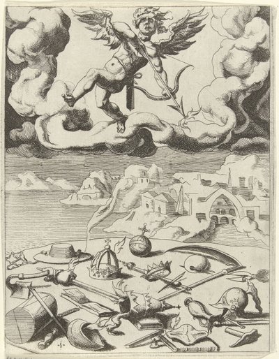 O amor sensual conquista as atividades terrenas Triunfos de Petrarca (título da série) de Dirck Volckertsz. Coornhert (possibly)