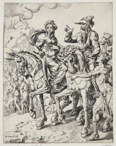 Abraão e Sara entrando no Egito de Dirck Volckertsz. Coornhert