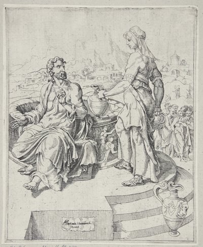 Cristo e a mulher samaritana de Dirck Volckertsz. Coornhert