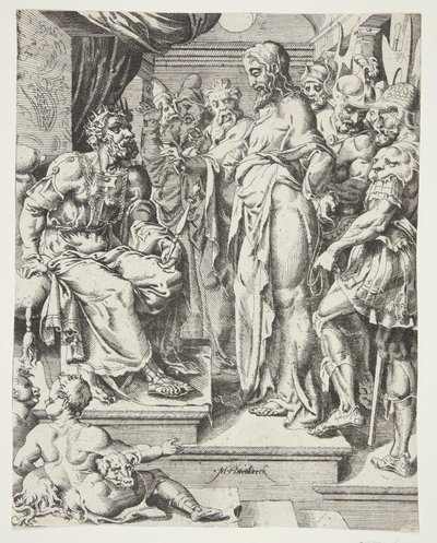 Cristo antes de Herodes de Dirck Volckertsz. Coornhert