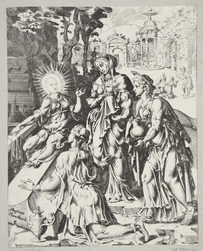 As três santas mulheres no sepulcro de Dirck Volckertsz. Coornhert
