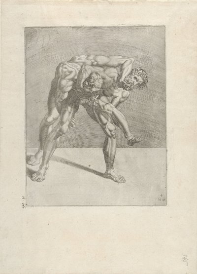 Dois lutadores Lutadores (título da série) de Dirck Volckertsz. Coornhert